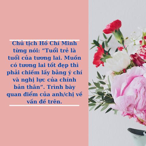 Tuổi trẻ là tuổi của tương lai. Muốn có tương lai tốt đẹp thì phải chiếm lấy bằng ý chí và nghị lực của chính bản thân