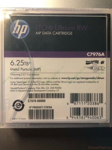 15460 Băng từ Cartridge HP LTO6 Ultrium 6.25TB MP RW Data Cartridge C7976A
