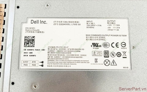 17284 Bộ nguồn PSU Dell Equallogic PS4100 PS6100 PS4210 PS6210 PS4100E PS4100XV PS6100X 700w 02KWF1 2KWF1