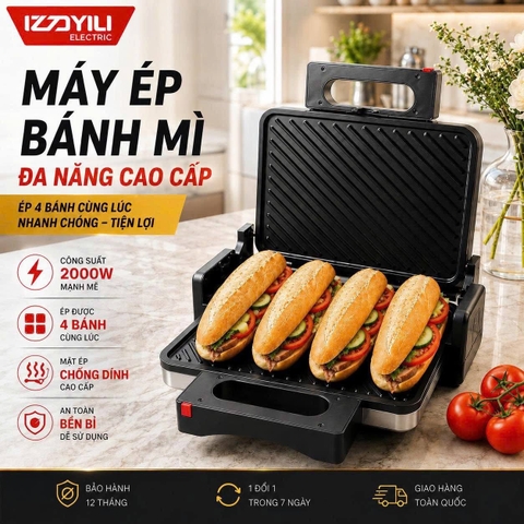 Máy kẹp bánh mì 4 bánh Yili -2000W
