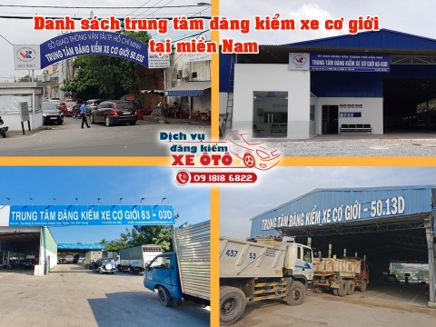 Danh sách các trung tâm đăng kiểm xe cơ giới tại miền Nam