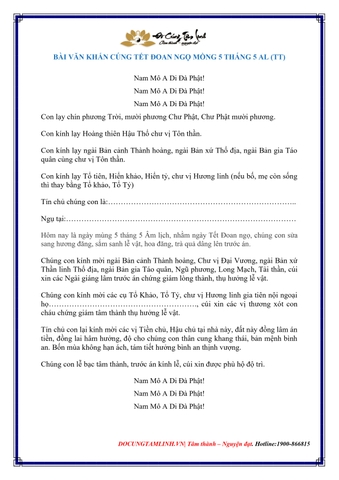 Văn Khấn Cúng Tết Đoan Ngọ Thông Dụng