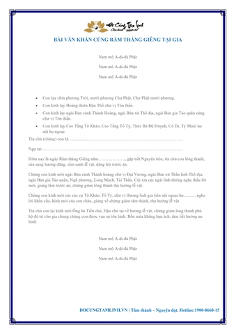 VĂN KHẤN CÚNG RẰM THÁNG GIÊNG