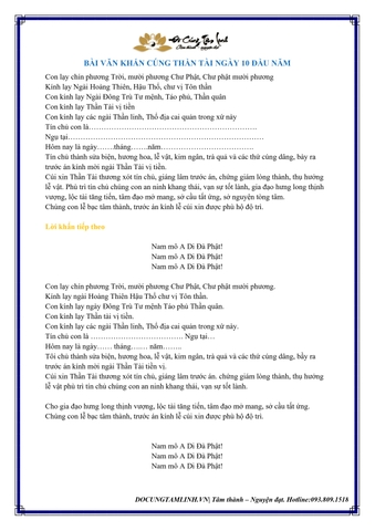 BÀI VĂN KHẤN CÚNG THẦN TÀI THỔ ĐỊA ĐẦU NĂM 