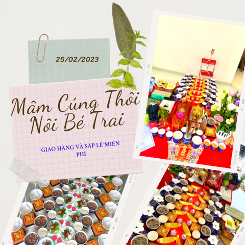 Mâm Cúng Thôi Nôi Bé Trai Có Heo Quay Nguyên Con