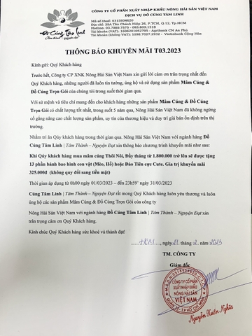 Mâm Cúng Tâm Linh Thông Báo Khuyến Mãi Tháng 03.2023