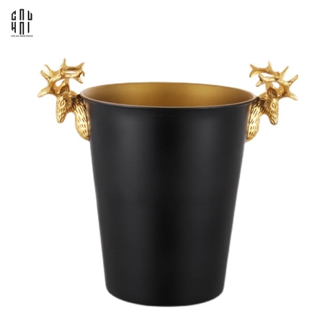 MAISON DE LUXE.- GOLDEN ELK ICE BUCKET BLACK 5L SS25