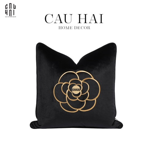 VỎ GỐI NHUNG HOẠ TIẾT DA NOIR ELEGANCE