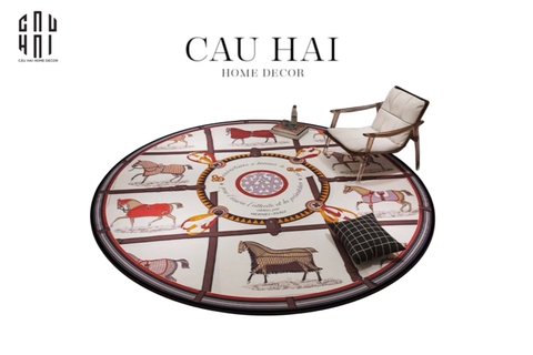 THẢM TRÒN D100 -  -  BRUN ET BLANC RENAISSANCE - PREMIUM ROUND CARPET