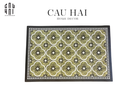 THẢM CỬA DA 60X90 - OLIVE GREEN PETALS - DOOR MAT
