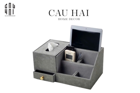 HỘP KHĂN GIẤY DA ĐA NĂNG GRIS PERLE  AUTHENTIQUE SS25