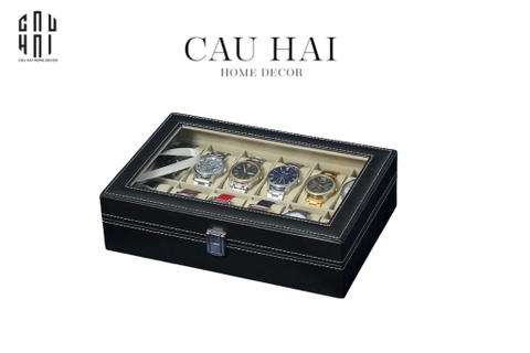 HỘP ĐỰNG ĐỒNG HỒ DA  12 L'HEURE  - 12 SLOTS