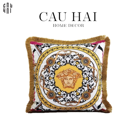 VỎ GỐI NHUNG MEDUSA HEAD PRINTED - WHITE 45.