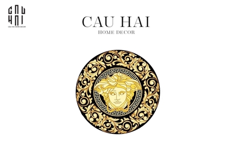 THẢM TRÒN TRẢI SÀN - ROUND CARPET - D80 VERS BLACK AND GOLD BAROQUE - MEDUSA FASCINATION