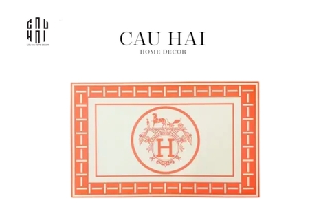 THẢM CỬA - DOOR MAT - THẢM DA 120x160 ORANGE & WHITE HELIOS LEATHER LUXURY RUG