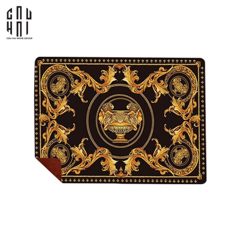 CHĂN NHUNG CAO CẤP VIRTUS GALA BLACK BAROCCO FRAME - LUXURY VELVET BLANKET 150x200.