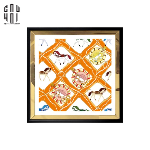 TRANH CANVAS MULTI HORSES 94X94CM - VIỀN GỖ CÓ KÍNH