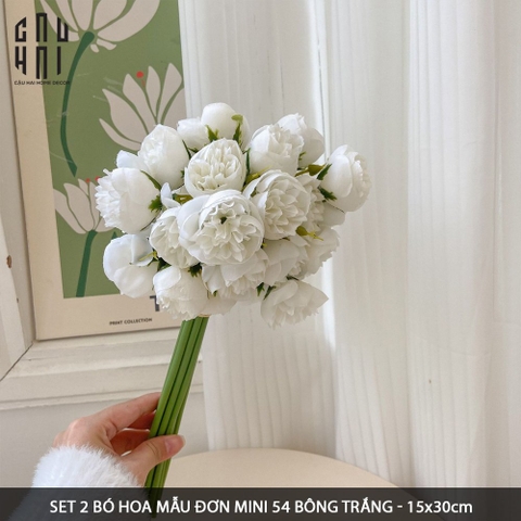 SET 2 BÓ HOA MẪU ĐƠN MINI - TRẮNG