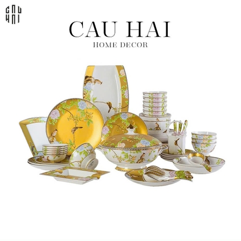 MAISON DE LUXE - SET CHÉN DĨA CHU TƯỚC HOÀNG KIM  58PCS SS25