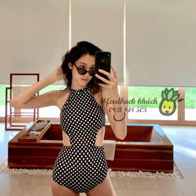#261 Feedback mẫu liền cut eo chấm bi của chị @Lai Ngọc Quỳnh