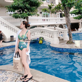 #268 Feedback mẫu hai mảnh cạp cao họa tiết nhiệt đới của chị @Nguyên Vy
