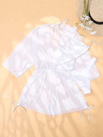 Đồ bơi nữ ba mảnh phối kèm áo khoác lưới tay lỡ | DỨA BIKINI & SPORTWEAR