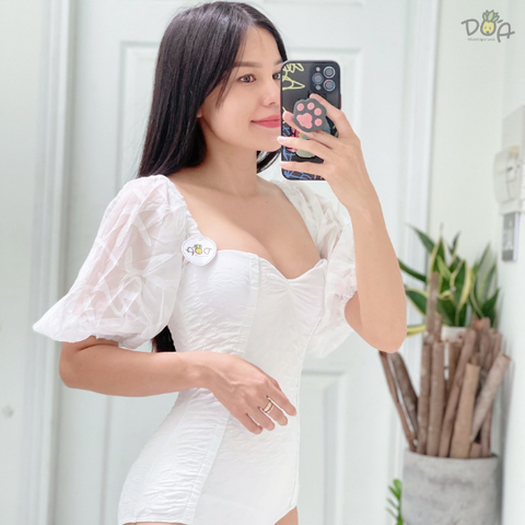 Đồ bơi nữ liền thân tay lỡ tiểu thư cao cấp | DỨA BIKINI & SPORTWEAR