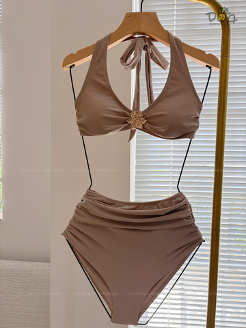 FLORA BIKINI | Đồ Bơi Nữ 2 Mảnh Cạp Cao Phối Khoen Hoa | Dứa Bikini & Sportwear