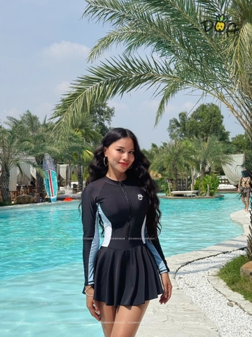 SORINA SWIMWEAR - Đồ Bơi Nữ Liền Thân Váy Tay Dài Khóa Kéo Chống Nắng Kín Đáo  | DỨA BIKINI & SPORTWEAR
