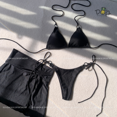 Đồ Bơi Nữ Ba Mảnh Cạp Thấp Khoen Tròn Cao Cấp - SIERRA LACE SET BKT047  | DỨA BIKINI &SPORTWEAR