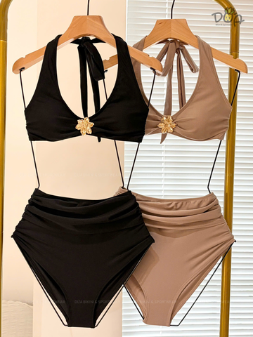 FLORA BIKINI | Đồ Bơi Nữ 2 Mảnh Cạp Cao Phối Khoen Hoa | Dứa Bikini & Sportwear