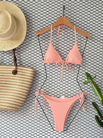 Đồ Bơi Nữ Hai Mảnh Cạp Thấp Chất Thun Gân  | DỨA BIKINI & SPORTWEAR