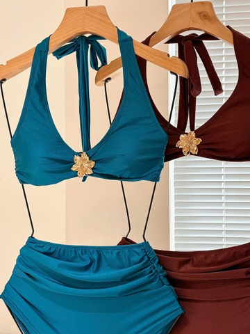 FLORA BIKINI | Đồ Bơi Nữ 2 Mảnh Cạp Cao Phối Khoen Hoa | Dứa Bikini & Sportwear