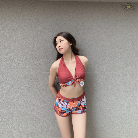 Sporty Bikini | Đồ bơi hai mảnh quần đùi kiểu áo cột cổ | Dứa Bikini & Sportwear