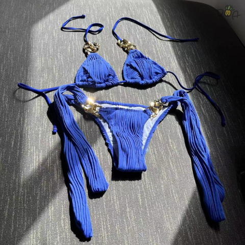 Đồ bơi nữ hai mảnh cạp thấp phối khoen | DỨA BIKINI & SPORTWEAR