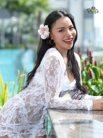 Áo ren nữ tay dài đi biển quyến rũ | DỨA BIKINI & SPORTWEAR