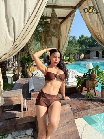 Đồ Bơi Nữ Ba Mảnh Quần Đùi Màu Nâu Ngọt Ngào - CHOCO BIKINI | DỨA BIKINI & SPORTWEAR