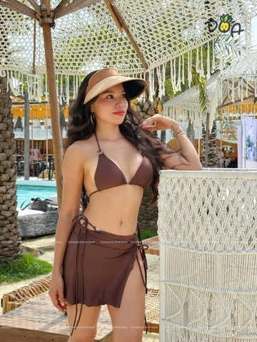 Đồ Bơi Nữ Ba Mảnh Cạp Thấp Khoen Tròn Cao Cấp - SIERRA LACE SET BKT047  | DỨA BIKINI &SPORTWEAR