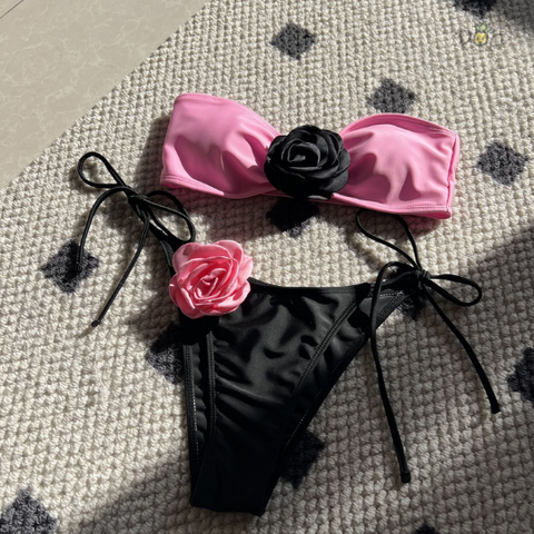 Đồ bơi nữ hai mảnh ống hoa trà | DỨA BIKINI & SPORTWEAR