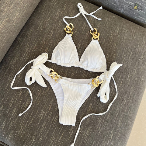 Đồ bơi nữ hai mảnh cạp thấp phối khoen | DỨA BIKINI & SPORTWEAR