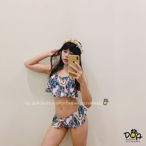 Đồ bơi nữ hai mảnh cạp thấp màu hồng xinh | DỨA BIKINI & SPORTWEAR