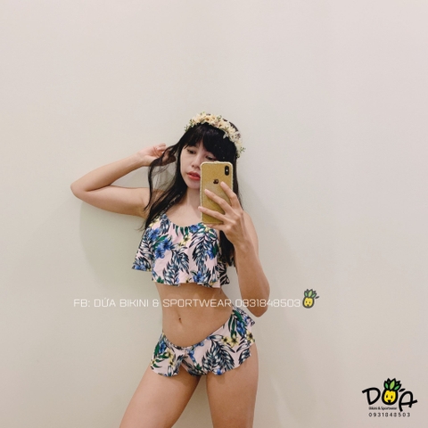 Đồ bơi nữ hai mảnh cạp thấp màu hồng xinh | DỨA BIKINI & SPORTWEAR