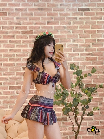 Đồ bơi nữ hai mảnh dáng váy đuôi cá màu thổ cấm | DỨA BIKINI & SPORTWEAR