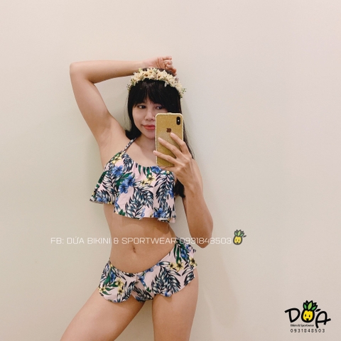 Đồ bơi nữ hai mảnh cạp thấp màu hồng xinh | DỨA BIKINI & SPORTWEAR