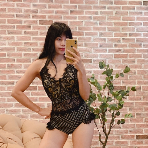 Bikini liền ren đen sexy