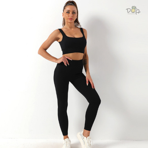 Set tập dài gym, yoga cao cấp đen 1145