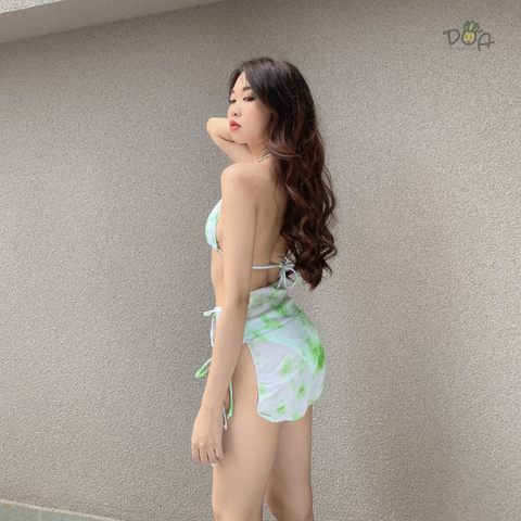 Đồ bơi nữ ba mảnh màu loang kèm khăn | DỨA BIKINI & SPORTWEAR