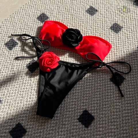 Đồ bơi nữ hai mảnh ống hoa trà | DỨA BIKINI & SPORTWEAR