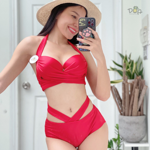 Đồ bơi nữ hai mảnh cạp cao dây bụng | DỨA BIKINI & SPORTWEAR