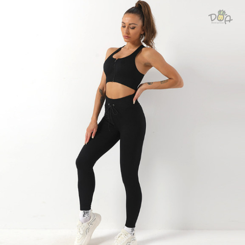 Set tập dài gym, yoga cao cấp đen 1145